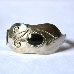 Unique Handmade Bracelet Spoon Silverware Onyx One Of A Kind Boho Summer